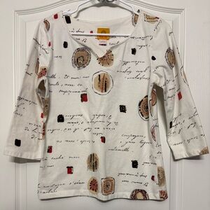 Ruby Rd. Cream Graphic Print Top